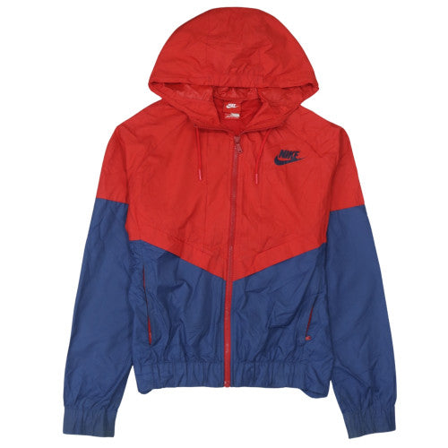 Nike Men's Red Blue Hooded Windbreaker Jacket M