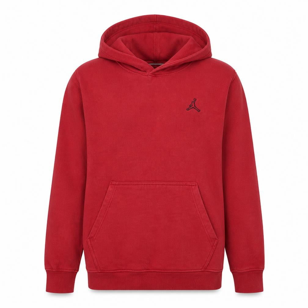 Front view of Jordan men’s red pullover hoodie m regular fit logo fleece
