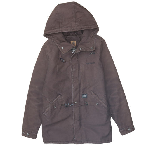 Carhartt Men's Brown XS Parka Jacket Hooded Lined Cotton Twill