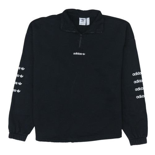 Adidas Women Black 1/4 Zip Pullover Sweatshirt Size 12 UK
