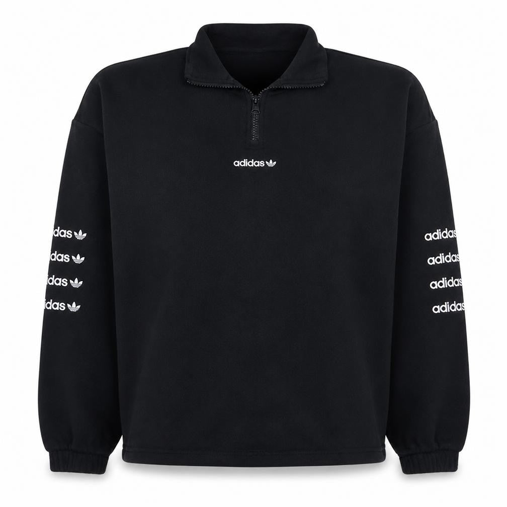 Front view of Adidas Women Black 1/4 Zip Pullover Sweatshirt, size 12, UK