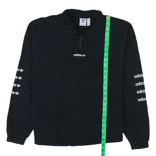 Adidas Women Black 1/4 Zip Pullover Sweatshirt Size 12 UK
