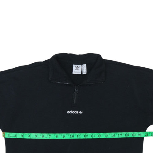 Adidas Women Black 1/4 Zip Pullover Sweatshirt Size 12 UK