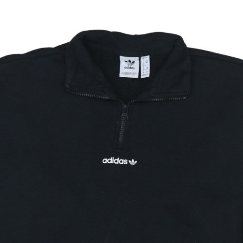 Adidas Women Black 1/4 Zip Pullover Sweatshirt Size 12 UK