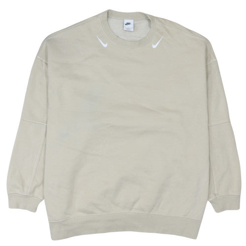 Nike Women Beige Cotton Blend Crew Neck Pullover Sweatshirt M