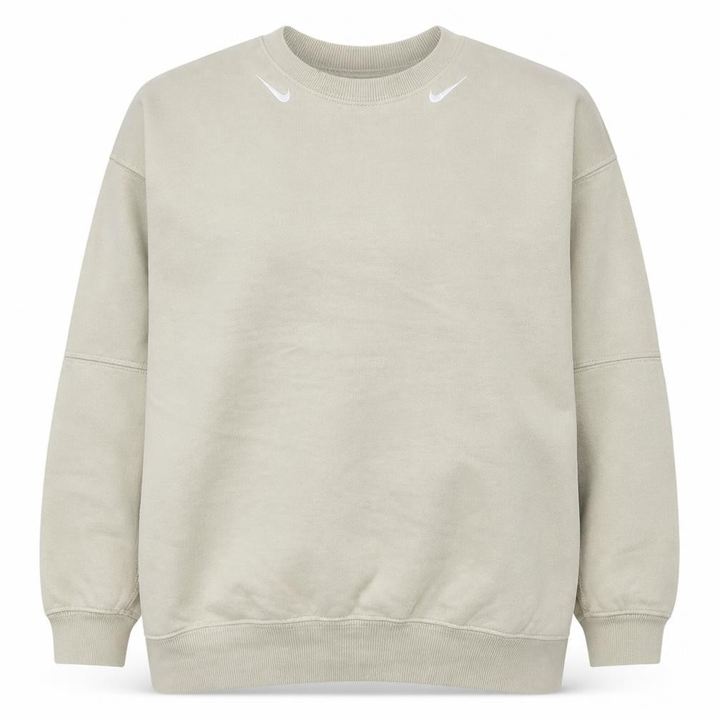 Front view of Nike Women Beige Cotton Blend Crew Neck Pullover Sweatshirt M