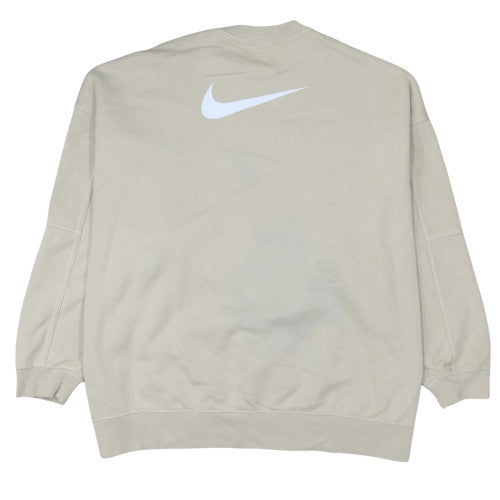 Nike Women Beige Cotton Blend Crew Neck Pullover Sweatshirt M
