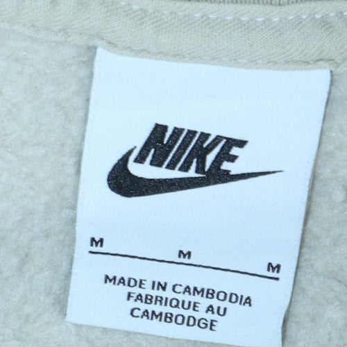 Nike Women Beige Cotton Blend Crew Neck Pullover Sweatshirt M