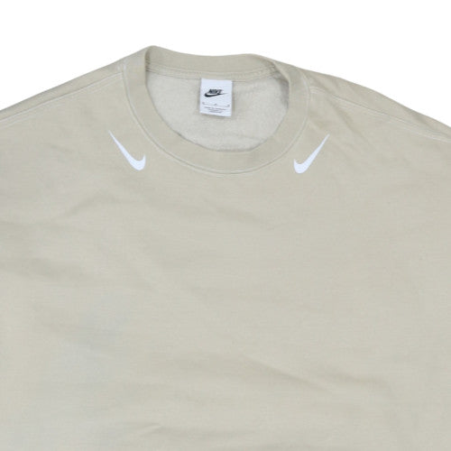 Nike Women Beige Cotton Blend Crew Neck Pullover Sweatshirt M