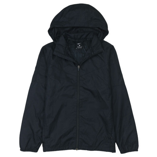 Nike Boys Black Hooded Windbreaker Jacket 12-13 Years Lightweight Zip Up