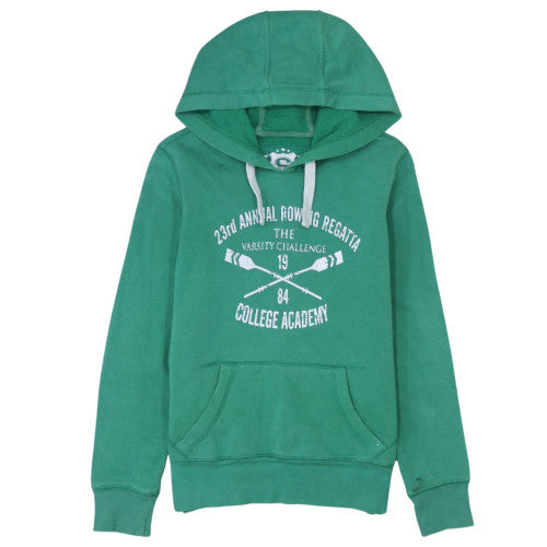 Denim Co Women’s Green Hoodie Size 10 Pullover Varsity Print
