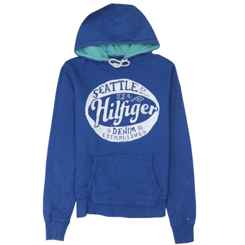 Tommy Hilfiger Men's Blue Pullover Hoodie M Graphic Fleece Sweatshirt