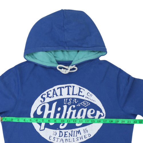 Tommy Hilfiger Men's Blue Pullover Hoodie M Graphic Fleece Sweatshirt