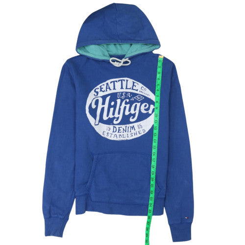 Tommy Hilfiger Men's Blue Pullover Hoodie M Graphic Fleece Sweatshirt