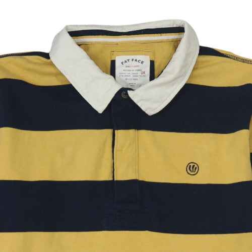 Fat Face Men's Yellow & Navy Striped XL Collared Rugby Sweatshirt
