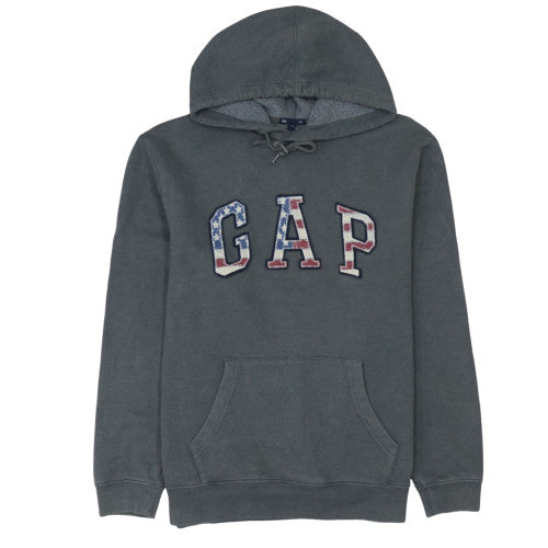 GAP Men's Grey Logo Pullover Hoodie Size M Fleece USA Graphic