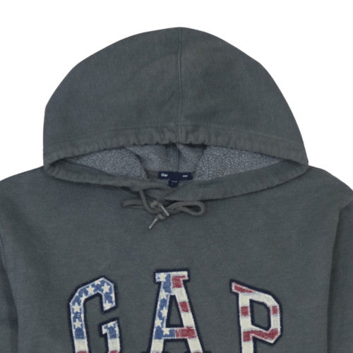GAP Men's Grey Logo Pullover Hoodie Size M Fleece USA Graphic