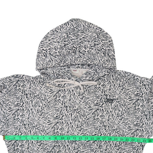 Levi's Women Ivory & Black Pullover Hoodie S Abstract Print Cotton