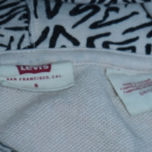 Levi's Women Ivory & Black Pullover Hoodie S Abstract Print Cotton
