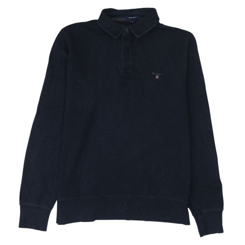 GANT Men's Navy Blue Cotton Long Sleeve Collared Pullover Sweatshirt L