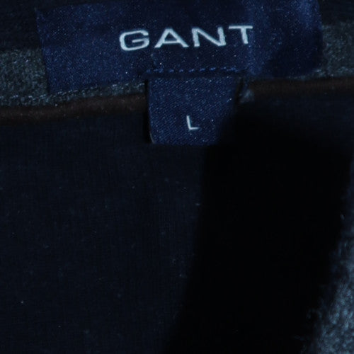 GANT Men's Navy Blue Cotton Long Sleeve Collared Pullover Sweatshirt L