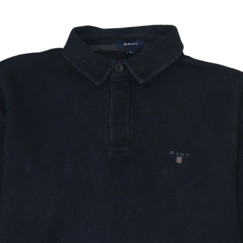 GANT Men's Navy Blue Cotton Long Sleeve Collared Pullover Sweatshirt L
