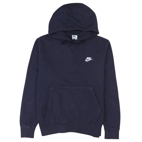 Nike Men's Blue Pullover Hoodie Medium Fleece Logo Sweatshirt
