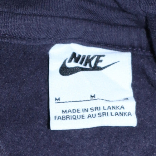 Nike Men's Blue Pullover Hoodie Medium Fleece Logo Sweatshirt