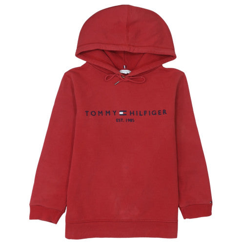Tommy Hilfiger Men's Red Pullover Hoodie M Logo Fleece Sweatshirt