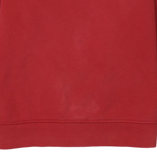 Tommy Hilfiger Men's Red Pullover Hoodie M Logo Fleece Sweatshirt