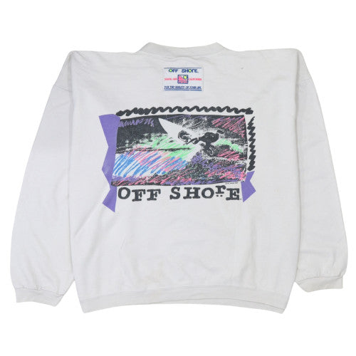 Offshore Men's White XL Crew Neck Pullover Sweatshirt 90s Surf Graphic