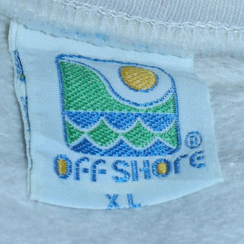 Offshore Men's White XL Crew Neck Pullover Sweatshirt 90s Surf Graphic