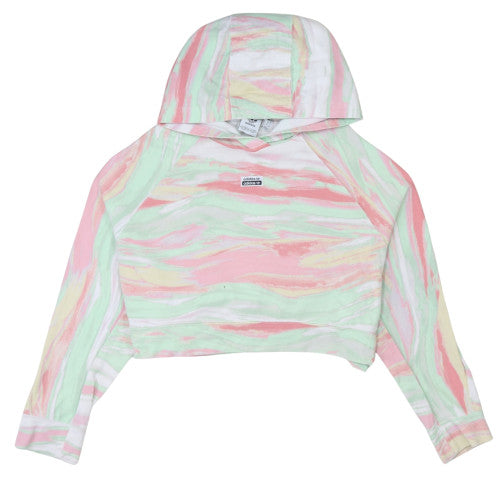 Adidas Womens Multicoloured Crop Pullover Hoodie Size 8 Cotton Blend
