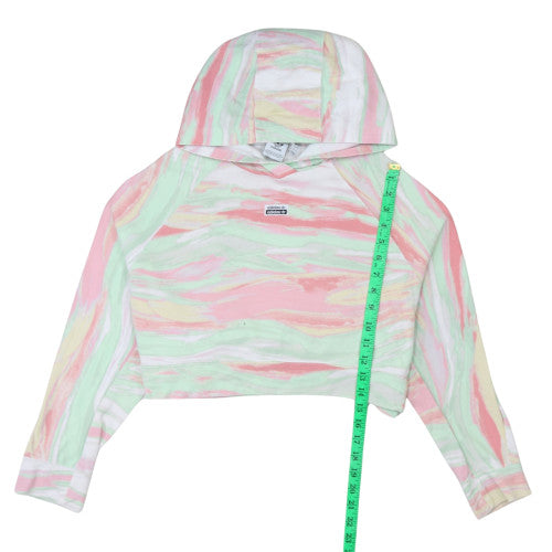 Adidas Womens Multicoloured Crop Pullover Hoodie Size 8 Cotton Blend