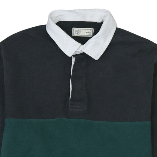 Next Men's Black & Green Collared Rugby Sweatshirt M