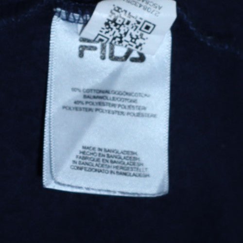 FILA Women's Navy Blue Pullover Hoodie L Logo Cotton Blend