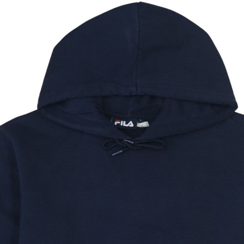 FILA Women's Navy Blue Pullover Hoodie L Logo Cotton Blend