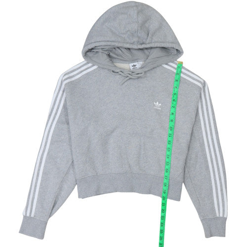 Adidas Women Grey Hooded Pullover Crop Sweatshirt UK 6 XS