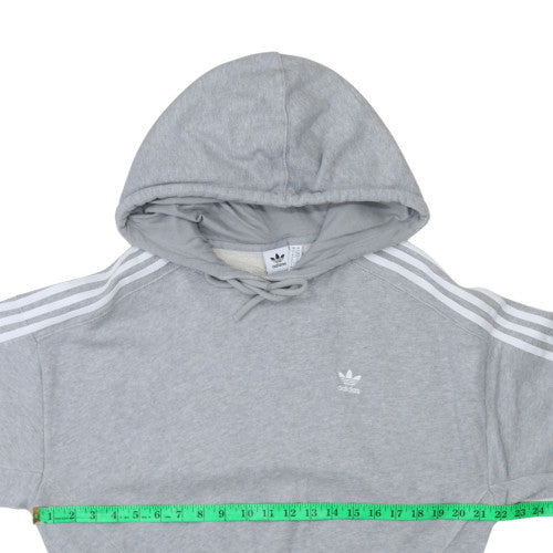 Adidas Women Grey Hooded Pullover Crop Sweatshirt UK 6 XS