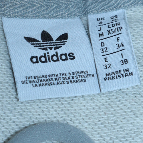 Adidas Women Grey Hooded Pullover Crop Sweatshirt UK 6 XS