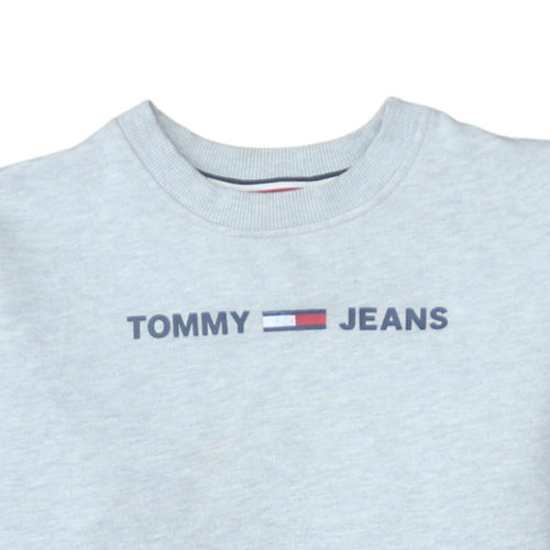 Tommy Jeans Women's Grey Logo Crew Neck Sweatshirt Size S