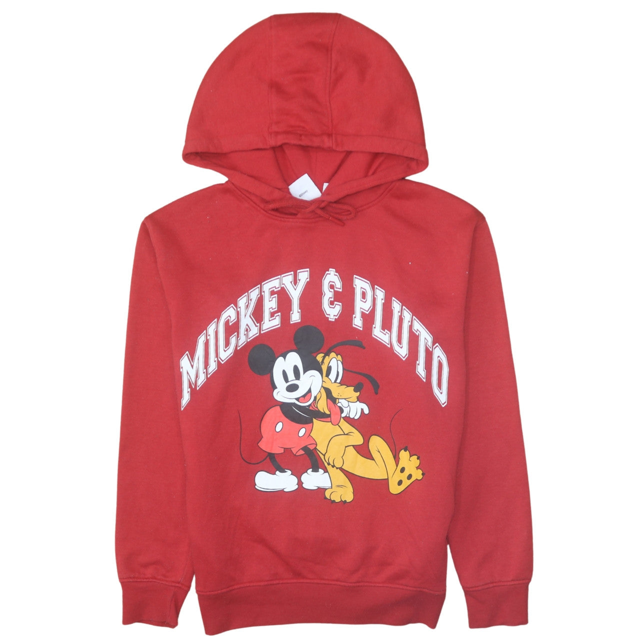 Disney Primark Womens Red Mickey & Pluto Pullover Hoodie Size 2XS