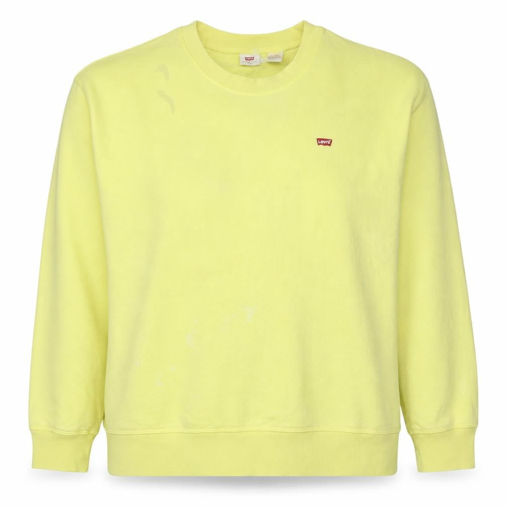 Front view of Levi's Women Yellow Crew Neck Long Sleeve Pullover Sweatshirt XXL