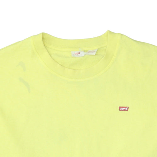 Levi's Women Yellow Crew Neck Long Sleeve Pullover Sweatshirt XXL