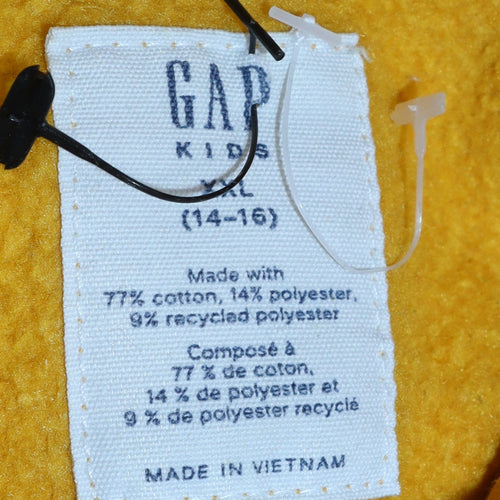 GAP Kids Boys Yellow Pullover Hoodie XL 14-16 Cotton Blend Sweatshirt
