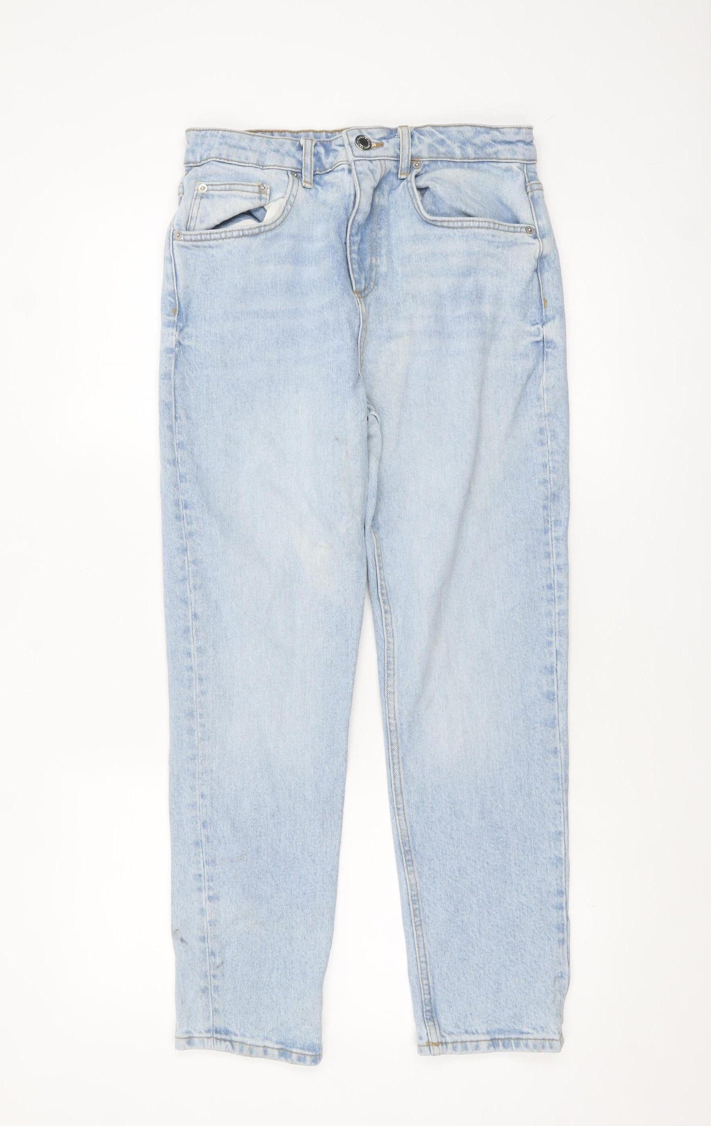 ZARA Women Blue Mom Jeans Size 10 High Waist Denim