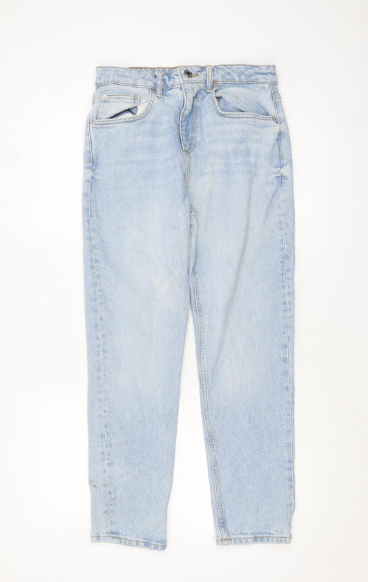 ZARA Women Blue Mom Jeans Size 10 High Waist Denim