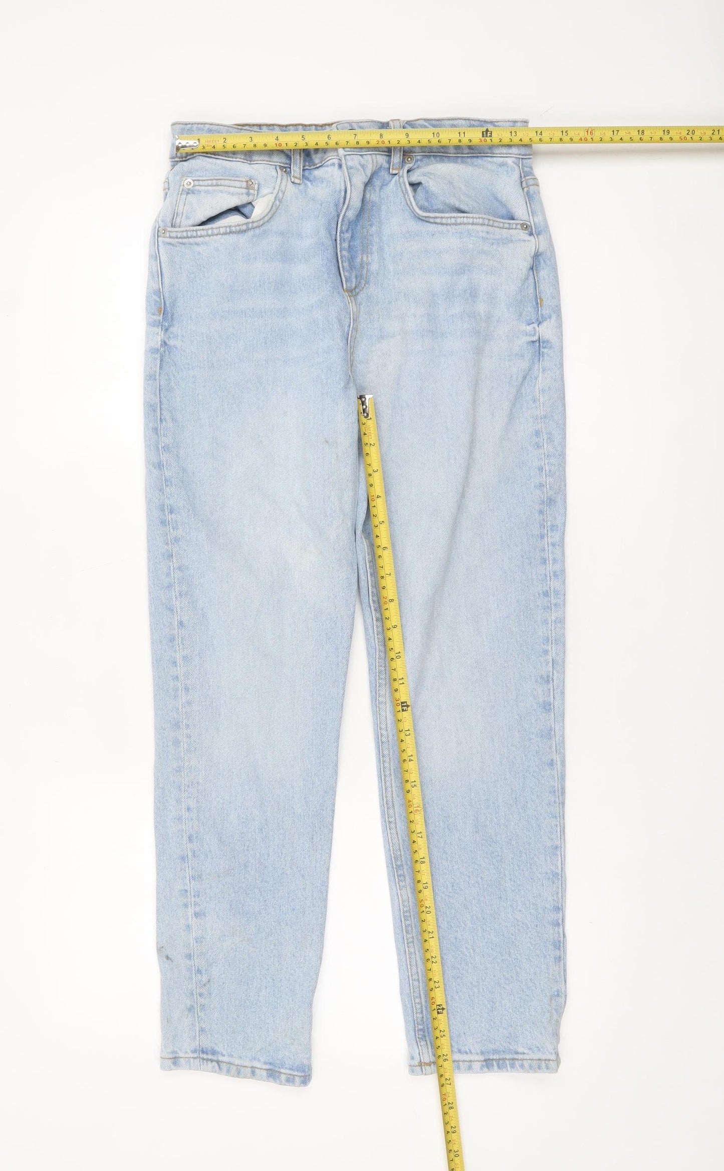 ZARA Women Blue Mom Jeans Size 10 High Waist Denim