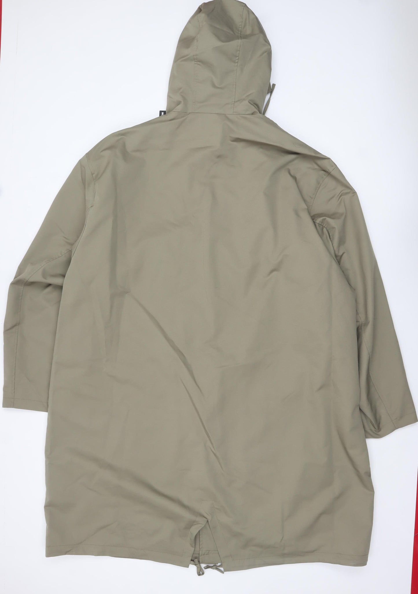 boohooMAN Men's Green XL Long Hooded Parka Coat