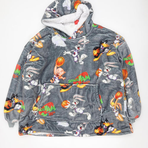 The Oodie Boys Grey Space Jam 25th Anniversary Hooded Fleece Robe 4-13 Years